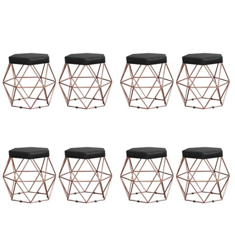 Kit 8 Puffs Decorativos Aramado Vanessa-Corino Preto