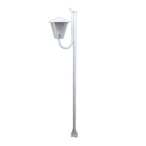 Poste Braço Curvo e Luminária Romana Jardim Branco 200cm Ouro Minas L042OM