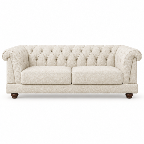 Sofá Living 3 Lugares 220cm Apso Bouclé Off White - Sallar Home
