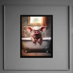 Quadro Divertido para Banheiro - Porquinho 24x18cm:madeira Branca - 2