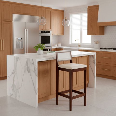 Kit 6 Banquetas Madeira Imbuia Cozinha Encosto Palha Indiana:Imbuia com Palha