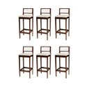Ver imagem 2 de Kit 6 Banquetas Madeira Imbuia Cozinha Encosto Palha Indiana:Imbuia com Palha