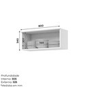 Ver imagem 4 de Armário Aéreo 1 Porta Basculante 100% MDF Pistão a Gás Americana Branco/Fosco