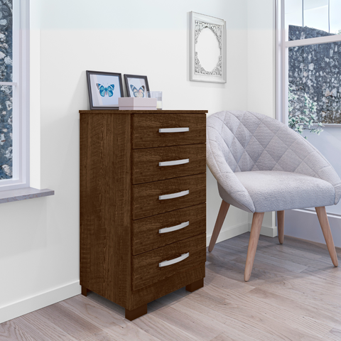 Cômoda Quarto 5 Gavetas com Corrediças Telescópicas Malbec