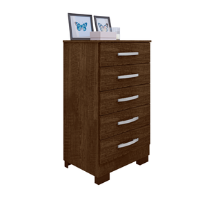 Cômoda Quarto 5 Gavetas com Corrediças Telescópicas Malbec