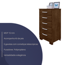 Ver imagem 4 de Cômoda Quarto 5 Gavetas com Corrediças Telescópicas Malbec