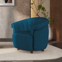Ver imagem 1 de Poltrona Decorativa Latvia 86cm Pés de Madeira Linho Azul G45 - Gran Belo