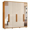 Ver imagem 1 de Guarda Roupa Casal Veronese Ripado 6 Portas Cinamomo/off White com Espelho - Madetec