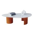 Ver imagem 1 de Mesa de Centro Berlim Orgânico Mármore Espirito Santo MDF 80cm Branco Modelar Art Moveis