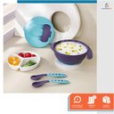 Ver imagem 7 de Kit Refeição Infantil Criança Bebê 3 Peças C/ Talher Ventosa Azul