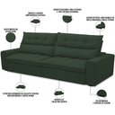 Ver imagem 3 de Sofá Retrátil Reclinável para Sala de Estar Living 250cm Dimas F04 Veludo Verde - Lyam Decor