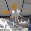 Ver imagem 3 de Ventilador Lampada Helice Madeira E27 Controle Remoto 2 em 1 Sol Verao Calor Iluminaçao Vento Ajusta