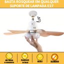 Ver imagem 4 de Ventilador Lampada Helice Madeira E27 Controle Remoto 2 em 1 Sol Verao Calor Iluminaçao Vento Ajusta