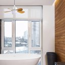 Ver imagem 7 de Ventilador Lampada Helice Madeira E27 Controle Remoto 2 em 1 Sol Verao Calor Iluminaçao Vento Ajusta