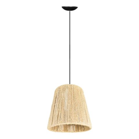 Luminária Pendente Modelo Athenas Corda Sisal Natural Palha:preto