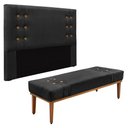 Ver imagem 1 de Kit Cabeceira e Calçadeira Recamier King 1,95m Gênova Veludo Preto - Pallazio