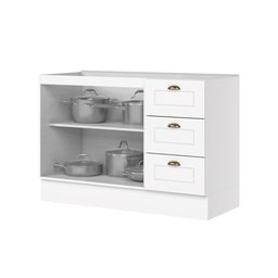 Balcão Pia 03 Gavetas 02 Portas 120cm 100% MDF Americana Branco - 4 Balcão Pia 03 Gavetas 02 Portas 120cm 100% MDF Americana Branco - 4