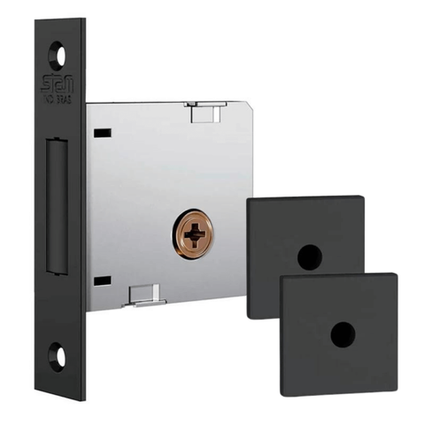 Fechadura Auxiliar Trava Stam 1004 Inox Roseta Quadrada - Preto