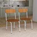Ver imagem 1 de Kit 2 Cadeiras Estofadas Ergonômicas 188 Branco e Camel