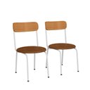 Ver imagem 2 de Kit 2 Cadeiras Estofadas Ergonômicas 188 Branco e Camel