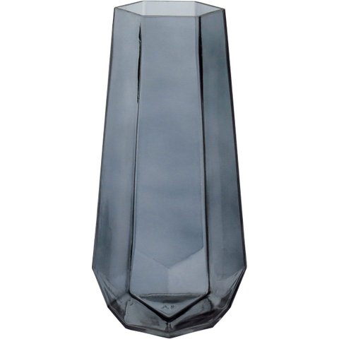 Vaso Decorativo de Vidro Fumê 25x8x8cm Enfeite Sala Mesa Estante Aparador Flores