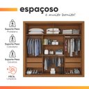Ver imagem 7 de Guarda Roupas Casal Ripado com Espelho 2 Portas de Correr 4 Gavetas Trianon Madeirado/areia Zanzini
