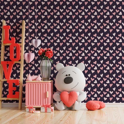 Papel de Parede Infantil - Corações 3 Arte Destaque 2,50 Metros