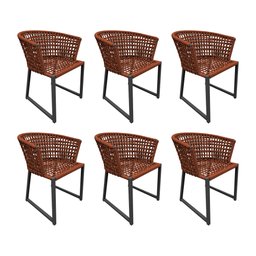 Kit 6 Cadeiras Berlim Alumínio Corda Náutica Terracota - 1