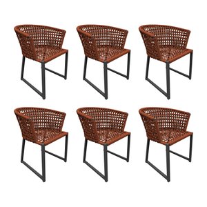 Kit 6 Cadeiras Berlim Alumínio Corda Náutica Terracota