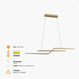Luminária Pendente 105cm 22w 3000k Preto 1760lm Ip20 Lumier Colorado - 2