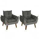 Ver imagem 1 de Kit 02 Poltrona Decorativa Opala Chumbo Smf Decor