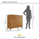 Ver imagem 3 de Cômoda 4 Gavetas e 1 Porta Puxador em MDF Dallas