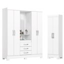Ver imagem 1 de Guarda Roupa 04 Portas e 03 Gavetas Nápole com Armário Multiuso 2 Portas 3 Prateleiras B387 Branco
