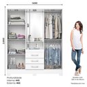 Ver imagem 4 de Guarda Roupa 04 Portas e 03 Gavetas Nápole com Armário Multiuso 2 Portas 3 Prateleiras B387 Branco