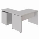 Ver imagem 5 de Mesa em L 1,20m com Gaveteiro 3 Gavetas Pés Painel F5 Office Cor:cinza