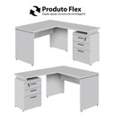 Ver imagem 7 de Mesa em L 1,20m com Gaveteiro 3 Gavetas Pés Painel F5 Office Cor:cinza