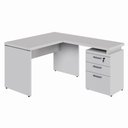Ver imagem 3 de Mesa em L 1,20m com Gaveteiro 3 Gavetas Pés Painel F5 Office Cor:cinza