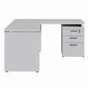 Ver imagem 4 de Mesa em L 1,20m com Gaveteiro 3 Gavetas Pés Painel F5 Office Cor:cinza