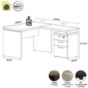 Ver imagem 2 de Mesa em L 1,20m com Gaveteiro 3 Gavetas Pés Painel F5 Office Cor:cinza