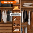 Ver mais imagens de Guarda-Roupa Casal Áustria 5 Portas 1 Porta com Vidro Reflecta com LED e 3 Gavetas Internas