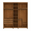 Ver imagem 5 de Guarda-Roupa Casal Áustria 5 Portas 1 Porta com Vidro Reflecta com LED e 3 Gavetas Internas