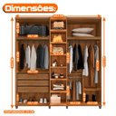 Ver imagem 4 de Guarda-Roupa Casal Áustria 5 Portas 1 Porta com Vidro Reflecta com LED e 3 Gavetas Internas