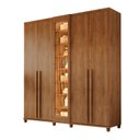 Ver imagem 3 de Guarda-Roupa Casal Áustria 5 Portas 1 Porta com Vidro Reflecta com LED e 3 Gavetas Internas