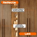 Ver imagem 7 de Guarda-Roupa Casal Áustria 5 Portas 1 Porta com Vidro Reflecta com LED e 3 Gavetas Internas
