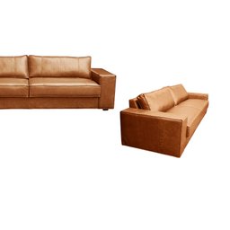 Sofá Decorativo de Couro 4 Lugares 2,60cm Valencia Soft Mel - Mozzelar - 3