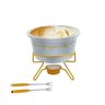 Aparelho de Fondue de Queijo Panela Porcelana Casal 5 Peças Conjunto Kit para Duas Pessoas Ceramica - 10