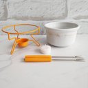 Ver mais imagens de Aparelho de Fondue de Queijo Panela Porcelana Casal 5 Peças Conjunto Kit para Duas Pessoas Ceramica