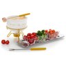 Aparelho de Fondue de Queijo Panela Porcelana Casal 5 Peças Conjunto Kit para Duas Pessoas Ceramica - 7