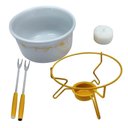 Ver imagem 3 de Aparelho de Fondue de Queijo Panela Porcelana Casal 5 Peças Conjunto Kit para Duas Pessoas Ceramica