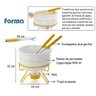Aparelho de Fondue de Queijo Panela Porcelana Casal 5 Peças Conjunto Kit para Duas Pessoas Ceramica - 4